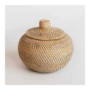 Black Rattan <b>Basket</b> With <b>Lid</b> Woven Rattan Dried Food Container Rattan Sundries <b>Storage</b> <b>Basket</b> Snack Organizer Made in Vietnam - Product Image 4