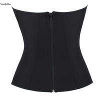 14.57 pouces Long torse corps Shaper grande taille Xs-xxl été femmes Costume à lacets solide noir Corset haut avec fermeture éclair réglable