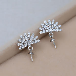 Pendientes de Plata de Ley S925 Personalizados con Forma de Lazo y Gancho Largo, Perla, Accesorios de Joyería DIY Semiterminados 1221 para Mujer - Product Image 3