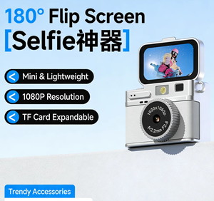 S163 Mini <b>Camera</b> Pendant Flip Screen Stylish Multi Filters With <b>Flash</b> Color Options Fashion Necklace Eco Data Cable - Product Image 3