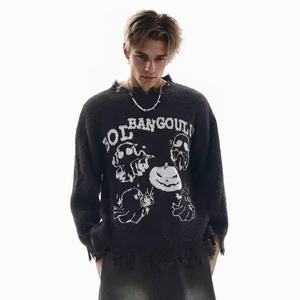 Pull en coton unisexe surdimensionné à capuche et col rond, imperméable, écologique, motif jacquard, personnalisable avec logo, idéal pour l'hiver (Dropshipping) - Product Image 3