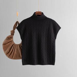 Suéter de Tricô Sem Mangas com Gola Alta para o Outono, Casual e Solto, Estampa Xadrez para Mulheres - Product Image 6