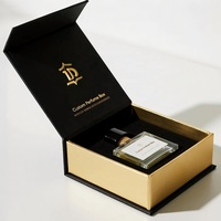 Boîte personnalisée haut de gamme avec couvercle et base pour flacon de parfum, emballage cosmétique et coffret cadeau de luxe avec encre de soja recyclable FSC