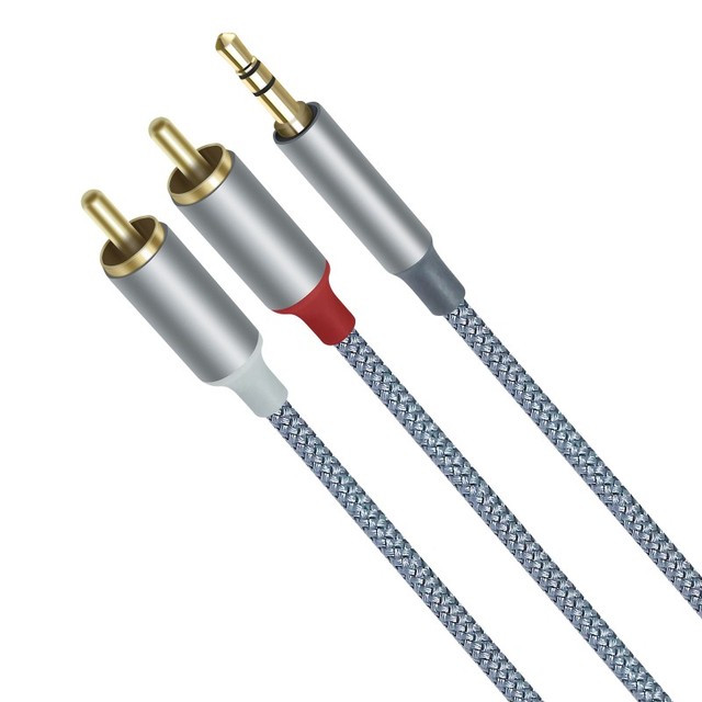 Hifi Y Splitter Adapter Audio Cable 3.5mm Male to 2RCA Male Stereo AV Cable for Computer Speaker
