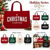 Sac fourre-tout en toile de grande capacité, personnalisable avec logo, pour cadeaux d'entreprise, promotion de vente au détail, rouge de Noël, marque privée JC BASIC