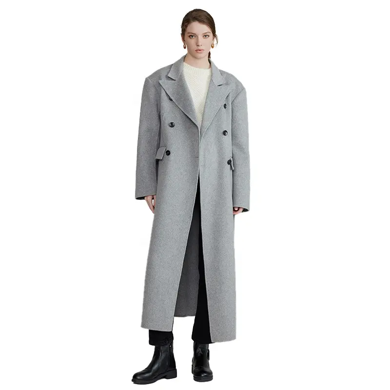 Jancoco Großhandel Zweireiher Trench Woll mantel Winter Long Cashmere Woll mäntel Frauen