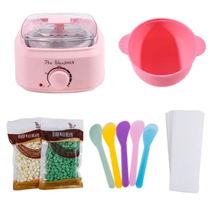 Hair Removal Machine Set Professional Body Skin Care Silicone Wax Pot Paper Sticks Spoons Wax Beads Depilatory Wax Tools Set