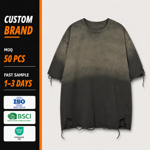 T-shirt da uomo 210GSM in poliestere riciclato ad asciugatura rapida, lavaggio acido, stampa verde, set taglie forti, ensemble, t-shirt corta personalizzata - Product Image 1