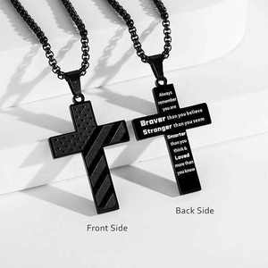 HOYA Vintage Cross <b>Necklace</b> <b>Double</b>-Sided Carved Stainless Steel Hypoallergenic Long-Lasting Color Retention for Parties - Product Image 4