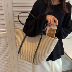 Summer <b>Large</b> Cotton Yarn Braided Handbags New Retro Portable <b>Beach</b> Tote Women Straw <b>Bag</b> - Product Image 2