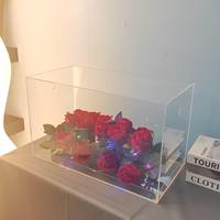 Boîte de rangement carrée multifonctionnelle multicouche en acrylique transparent personnalisée, boîte cadeau pour la Saint-Valentin, boîte florale DIY