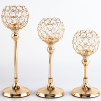 Décoration de centre de table, bougeoirs en cristal doré, ensemble de 3 pièces, support à bougies pour mariage