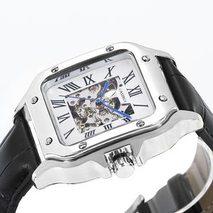 Orologio <span class=keywords><strong>di</strong></span> <span class=keywords><strong>Lusso</strong></span> <span class=keywords><strong>da</strong></span> <span class=keywords><strong>Uomo</strong></span> Rettangolare Retrò Business Cronografo Automatico Meccanico a Lancette con Cinturino in Vera Pelle e Cassa in Acciaio Inossidabile - Product Image 4