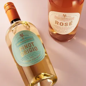 custom vodka wine waterproof moisture resistant label matte texture paper gold foil bottle label printing