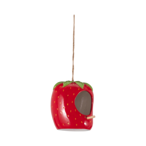 Mangiatoia per uccelli in ceramica a forma di fragola, decorativa da appendere all'esterno per l'arredamento del giardino - Product Image 2
