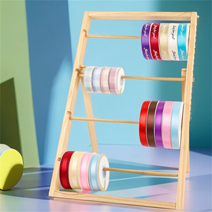 Wooden Ribbon Storage Rack Four Layers For Decorative Ribbon Workshops Standing Type Lightweight Material - Product Image 1