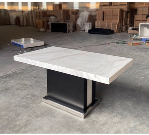 Bàn ăn đá cẩm thạch hình chữ nhật cao cấp hiện đại kiểu Ý, mặt bàn đá tự nhiên, bộ bàn ăn 8 chỗ ngồi, nội thất phòng ăn - Product Image 4