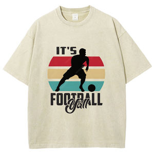 Nouveau T-shirt Homme Été 2026 Grande Taille Imprimé Football Délavé à l'Acide Lourd Sport Décontracté Ample Manches Courtes - Product Image 6