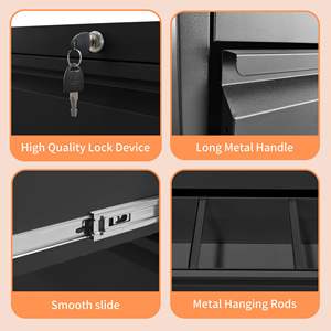 DB ตู้เก็บเอกสาร4ลิ้นชักสไตล์อุตสาหกรรม, ตู้เก็บเอกสารโลหะสีดำล็อกได้สำหรับโฮมออฟฟิศ - Product Image 4