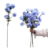 Rose artificielle en soie à tige unique, 6 boutons - Mini roses délicates pour mariages, décorations de vases à la maison, allées et extérieur