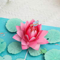 Kerajinan Kertas Kartu Ucapan 3D Stereoskopik Pop Up Bunga Teratai Daun untuk Hari Valentine Hari Ibu Hari Guru