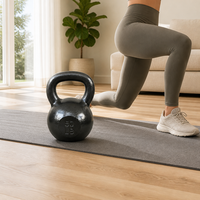 Kettlebell en fonte massif à poids fixe, revêtement poudré, 50 lb, pour entraînement de force professionnel, bras, jambes, abdominaux, gym, fitness