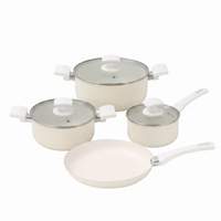 Ensemble de casseroles en aluminium antiadhésif marbré 7 pièces avec couvercle en verre et base à induction, fabrication OEM, vente en gros