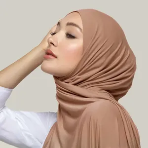 2023 Fashion Women Muslim Shawl Hijabs Stretchy Premium Scarf Cotton Recycled Breathable Eco-Friendly Bamboo Jersey Hijab
