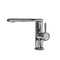 Robinet de lavabo moderne monotrou monté sur le pont Robinet d'eau chromé à une poignée avec noyau de valve en céramique Fonction chaud et froid
