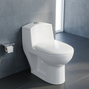 Chine articles sanitaires monobloc moderne en céramique montée au sol toilette à bouton-poussoir pour salle de bain - Product Image 2