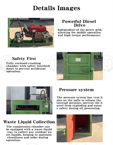 Broyeur de fûts d'huile usagée automatique industriel, presse à balles hydraulique en métal de 55 gallons avec moteur diesel pour la décharge - Product Image 2