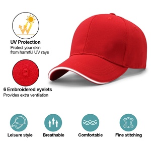 หมวกเบสบอลทรงสปอร์ตสำหรับผู้ชาย รุ่น 716-Red ปักโลโก้ได้ตามต้องการ ผ้าฝ้าย 100% ทรง 5 ชิ้น ผ้าแคนวาส ปักลายเรียบ สีพื้น ปีกโค้ง - Product Image 2