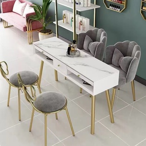 Custom Modern <strong>Nail</strong> Salon Furniture <strong>Tech</strong> <strong>Desk</strong> and Dressing Chair Set with Durable Metal Construction for Spa Use - Product Image 2