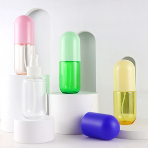 Bouteilles en plastique portables en forme de capsule de 60ml/80ml/100ml avec logo personnalisable <span class=keywords><strong>pour</strong></span> cosmétiques <span class=keywords><strong>huiles</strong></span> <span class=keywords><strong>essentielles</strong></span> gels douche scellage à la presse - Product Image 6