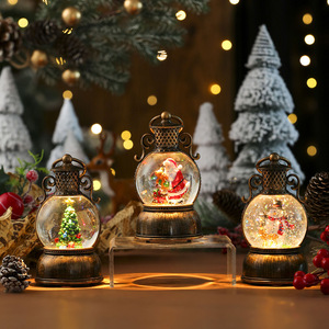 Adorno navideño de resina brillante con temática de nieve, musical, alimentado por USB; decoración navideña; cepillo de mano rellenable con agua; dorado - Product Image 4