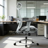 Chaise de bureau ergonomique à dossier haut en maille avec soutien lombaire et roulettes en PU pour de longues heures de travail