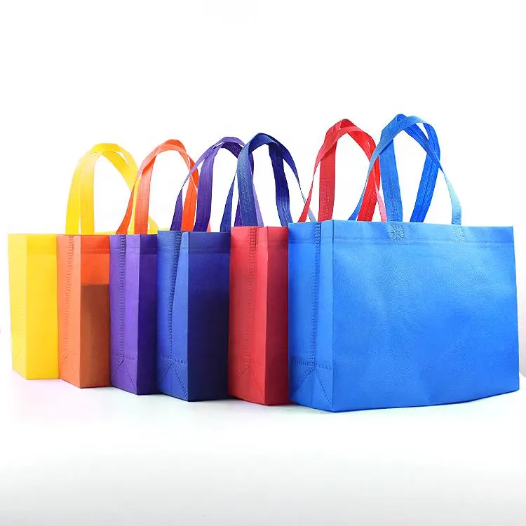 Stock promocional de colores al por mayor eco amigable compras PP no tejido bolsas ecológicas