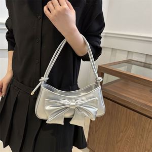 New Bow Crocodile <b>Messenger</b> <b>Bag</b> Zip Closure Single Strap PU Lining Underarm Bow Shoulder <b>Bag</b> Summer Handbag for <b>Ladies</b> - Product Image 2