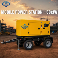 Générateur diesel super silencieux JSST 60 kVA alimenté par un moteur Cummins/YangDong, groupe électrogène mobile triphasé sur remorque pour la construction et l'agriculture