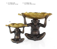 Plateau métallique 3D en résine motif léopard, Figurine dorée, décoration de la maison, décoration artificielle à la main Antique, vente en gros