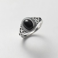 Bague Pietrope Unisexe Ajustable en Argent Sterling S925 Plaqué Or, Sertie de Pierres Rouge Agate et Turquoise, Style Vintage Ethnique, Modèle Simple GOLDIX
