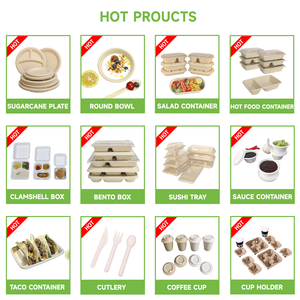 Tùy chỉnh phân hủy sinh học compostable dùng một lần mía bã mía thực phẩm <span class=keywords><strong>container</strong></span> takeout <span class=keywords><strong>Takeaway</strong></span> Hộp Ăn Trưa với nắp - Product Image 4