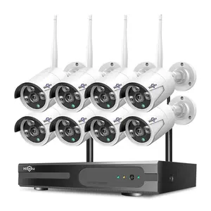 Visione notturna esterna a 8 canali H.265 4MP all'ingrosso della fabbrica con audio Nvr set sistema di telecamere di sicurezza CCTV per la casa WiFi wireless