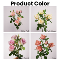 Vente en gros de haute qualité 5 têtes Real Touch Latex Spray Roses Fleurs de Noël artificielles pour la décoration de mariage