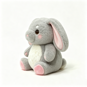 Peluche de lapin gris à oreilles tombantes personnalisée, animal en peluche de lapin souple, peluche de lapin gris kawaii, jouet en peluche de lapin à oreilles tombantes - Product Image 2