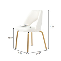 VOXHOME USA - Livraison directe en stock - Chaise de salle à manger moderne de luxe en cuir PU orange avec pieds en métal doré sans accoudoirs