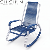 Chaise longue en aluminium, mobilier d'extérieur moderne et luxueux avec base double en alliage et corde en PVC vinyle durable, conception KD pour usage hôtelier