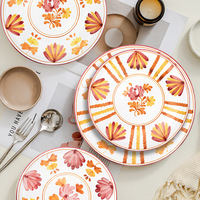 Service de table en céramique de style nordique, luxe léger et minimaliste, motif créatif pour le petit-déjeuner, la vaisselle de dessert, la nourriture occidentale