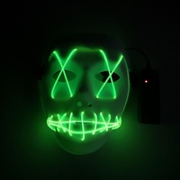 Masque intégral lumineux EL en PVC, base blanche, pour Halloween, Pâques, Fête, Carnaval, style effrayant et amusant, pour le marché transfrontalier