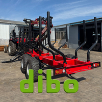 Grue forestière DIBO TUV CE PTO, entraînée par un tracteur, capacité de levage hydraulique de 2 tonnes, 7 m, grappin à bois, remorque pour tracteur